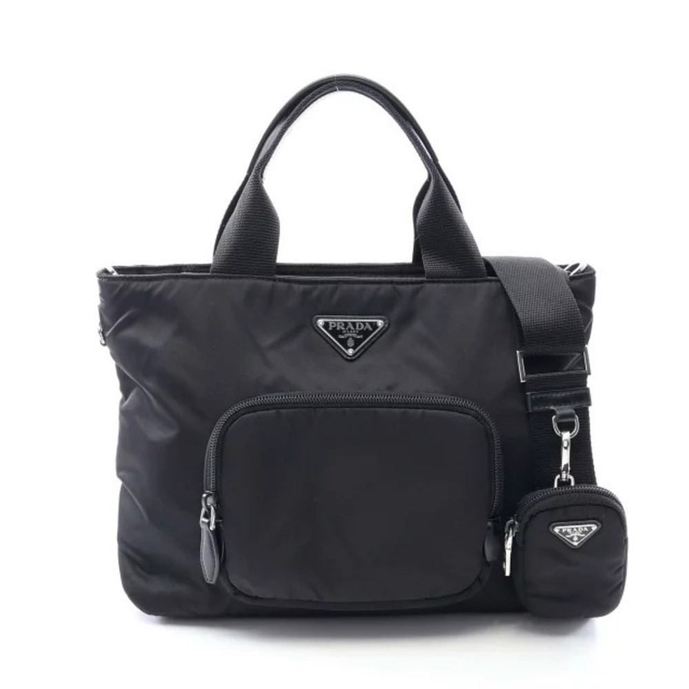 Prada Vitello Leather 2Way Shoulder Bag Black